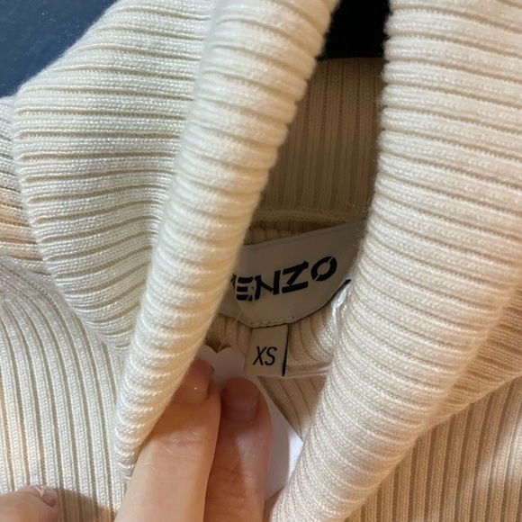 Kenzo Cream Ribbed Top with Iconic Patch - Picture 4 of 5